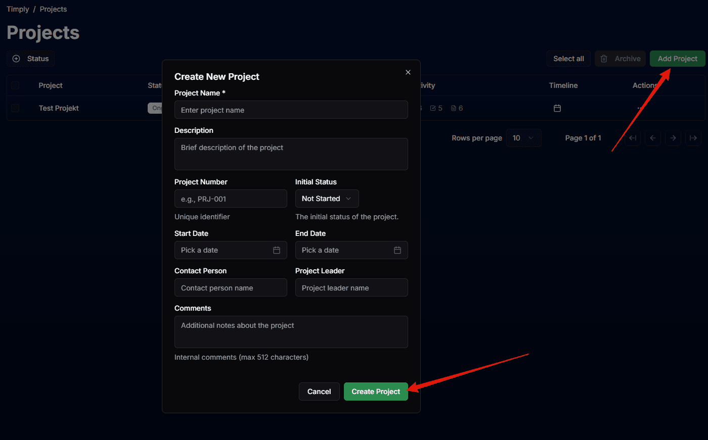 Add Project Button