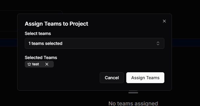 Assign Teams Button