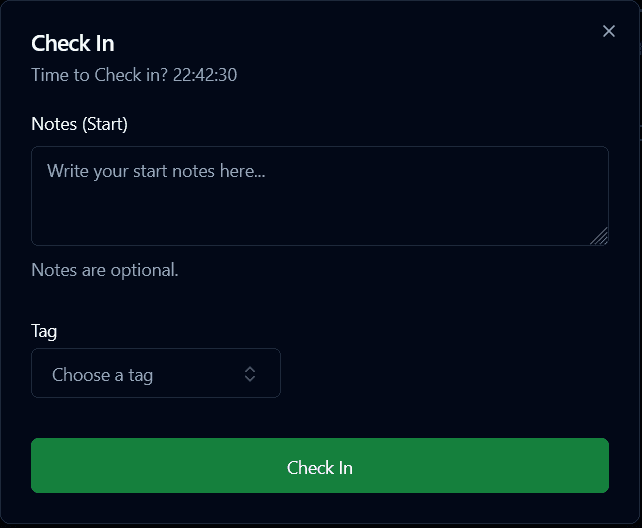 Check In Modal
