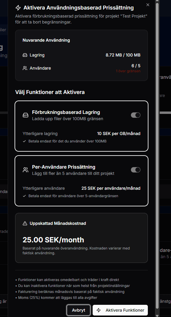 Enable Storage Billing
