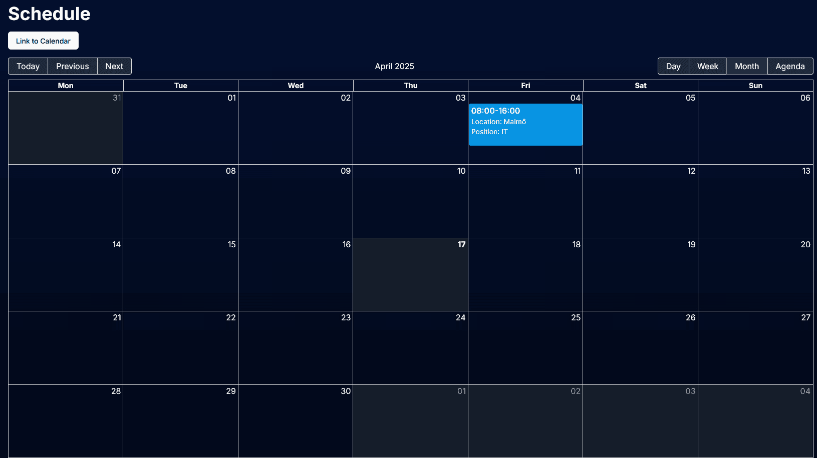 Schedule Overview